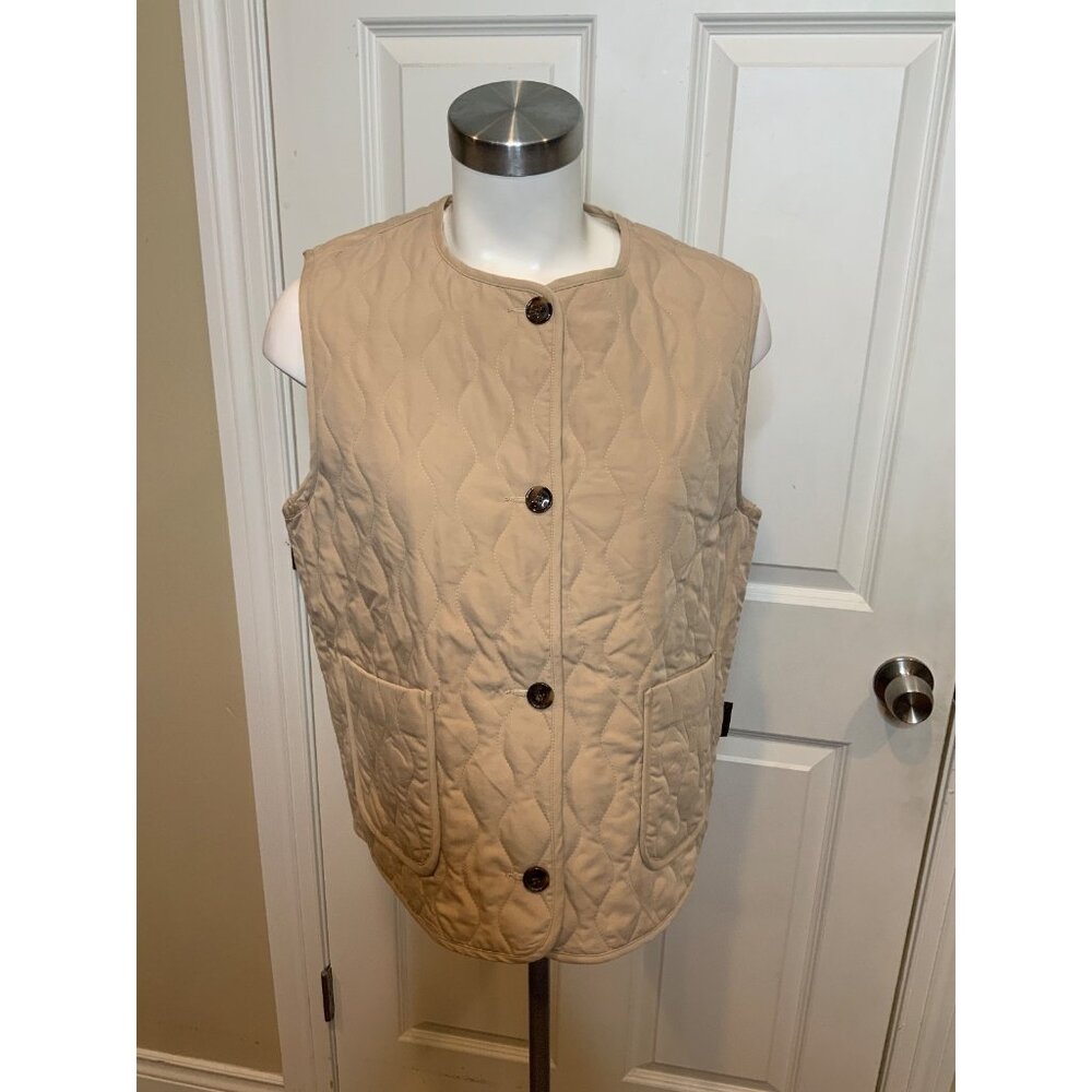 Varley Light Taupe Karla Quilted Gilet Vest NWT $168, Size S